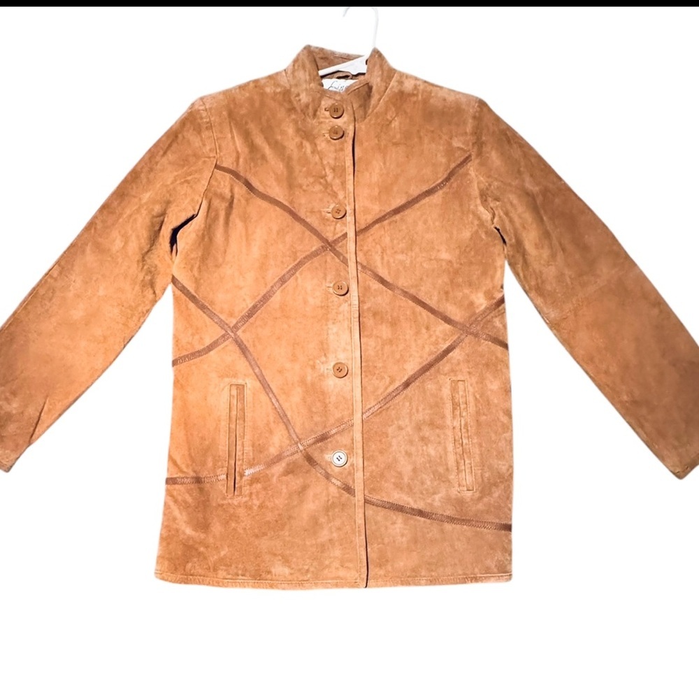 Linea by Louis Dell'Olio Women's Suede and Leather Jacket - Camel Size XS